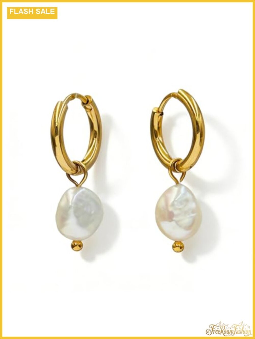Huggie Hoop Pearl Earrings for Women - Hypoallergenic Gold-Plated Stainless